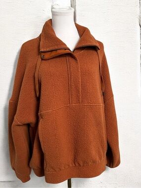 Calia Rust Textured Quarter Zip Pullover Large